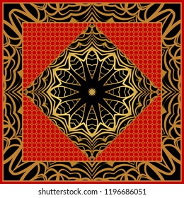 Vector pattern with floral mandala for print, embroidery. illustration. For fabric, textile, bandana, scarg, print