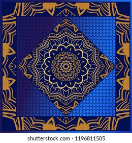 Vector pattern with floral mandala for print, embroidery. illustration. For fabric, textile, bandana, scarg, print