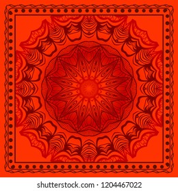 Vector pattern with floral mandala for print, embroidery. illustration. For fabric, textile, bandana, scarg, print