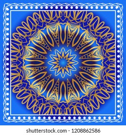 Vector pattern with floral mandala for print, embroidery. illustration. For fabric, textile, bandana, scarg, print