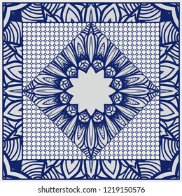 Vector pattern with floral mandala for print, embroidery. illustration. For fabric, textile, bandana, scarg, print