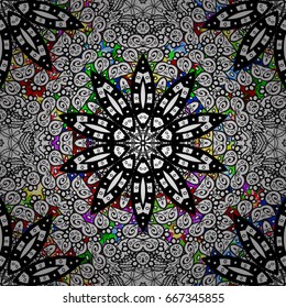 Vector pattern with floral ornament. Traditional arabic decor on green and white background. Ornamental lace tracery. White ornate illustration for wallpaper. Vintage design element in Eastern style.