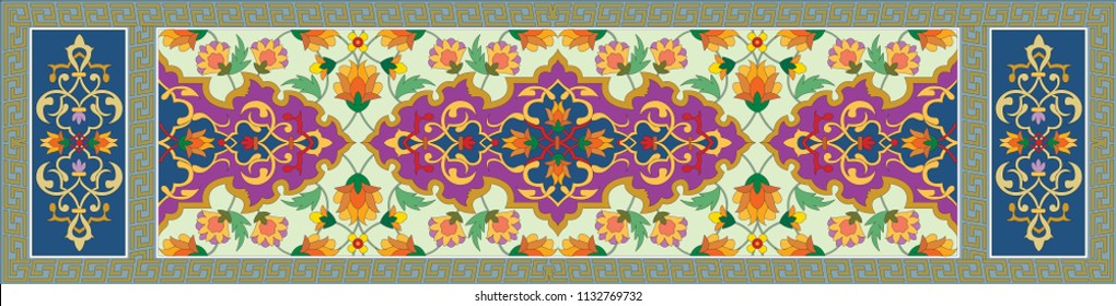 Vector pattern with floral ornament. Vintage design element in Eastern style. Ornate floral decor for wallpaper.classic frame cover for quran and mosqu-persian design tile