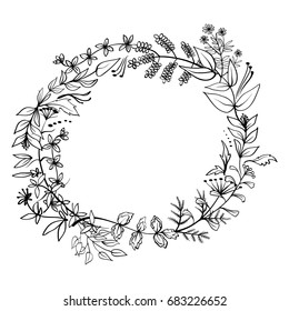  Vector Pattern Floral Wreath Frame Black And White