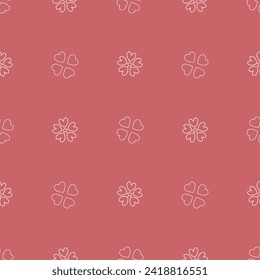 Vector pattern with flower hearts for valentine's day on red background