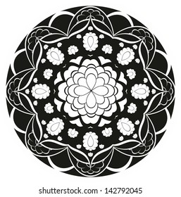 Vector pattern - flower rosette in black and white
