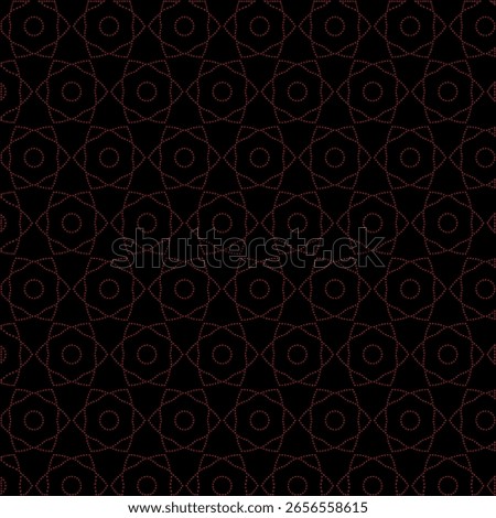 Vector pattern flower shaped hexagon, dotted line color red