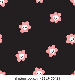 Vector pattern with flower and skull. Vector pattern for clothes, packaging.