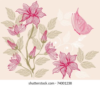 vector pattern with flowers