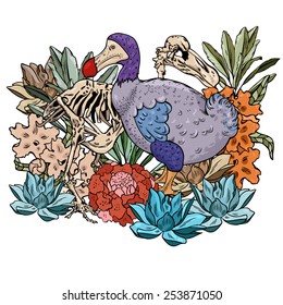 Vector pattern with flowers and birds