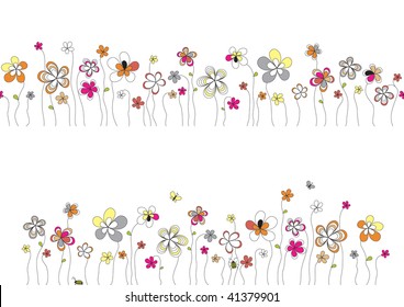 vector pattern with flowers and butterflies