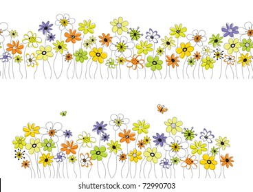 Vektormuster mit Blumen und Schmetterlingen