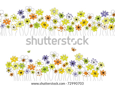 vector pattern with flowers and butterflies