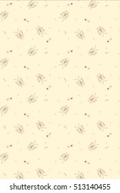 Vector pattern with flowers and butterflies of doodles. Floral background in hand drawn childish style. 