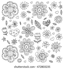 Vector pattern with flowers Doodle and zentangle
