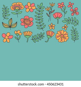 Vector pattern with flowers Garden Birhday Wedding Postcard