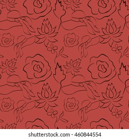 Vector pattern. Flowers, hat (5)