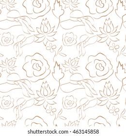 Vector pattern. Flowers, hat, leaf (2)