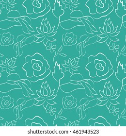 Vector pattern. Flowers, leaf, hat (3)