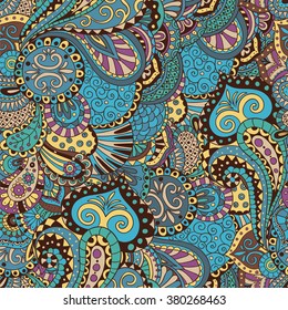 Vector  pattern of flowers and leaves oriental style