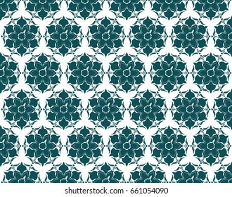 Vector pattern of flowers and leaves placed in a circle.