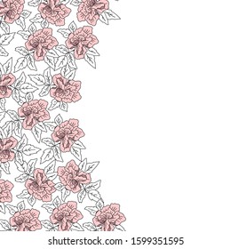 Vector pattern with flowers of magnolia. Spring illustration with place for text. Isoleted element for wedding design, postcard, invitation, greeting card