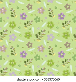 vector pattern from flowers on a lime background