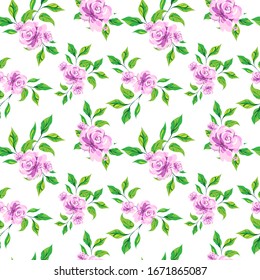 vector pattern of flowers on a white background of roses peonies. leaves are green. summer composition in a seamless style. for printing postcard fabric