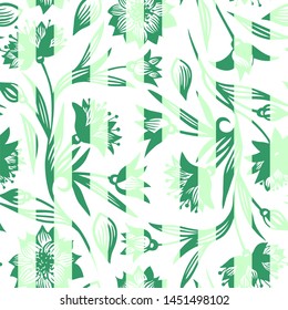 Vector pattern with flowers and plant elements
