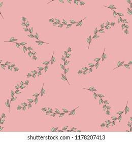 Vector pattern with flowers and plants. Floral decor. Original floral seamless background. Autumn-summer botanical elements