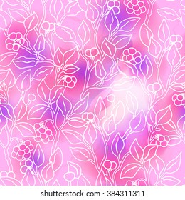 Vector pattern with flowers and plants. Watercolor floral illustration.Seamless pattern