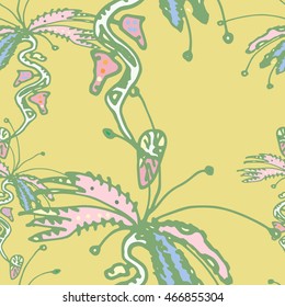 Vector pattern with flowers and plants. Watercolor floral illustration.Seamless pattern.