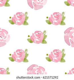 Vector pattern with flowers and plants. Watercolor floral illustration.Seamless pattern background.