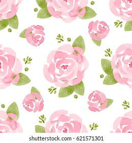 Vector pattern with flowers and plants. Watercolor floral illustration.Seamless pattern background.