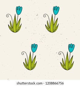 Vector pattern with flowers. Scandinavian motives. Hand drawn style. eps 10