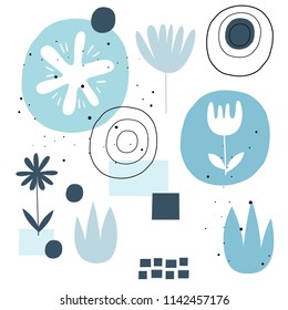 Vector pattern with flowers. Scandinavian style. Cute floral print