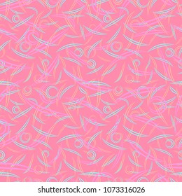 Vector pattern from flowing lines and ellipses in pink and white colors for fabric or decorations. For prints or fabrics.
