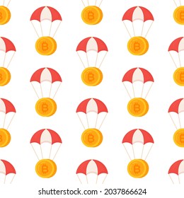 Vector pattern of fly bitcoin. Gold bitcoin vector. Virtual money. 