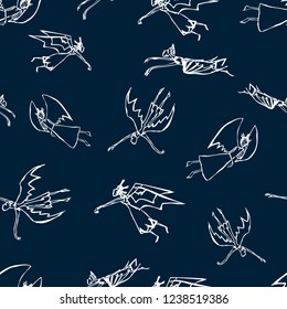 Vector pattern of flying angels  sketches