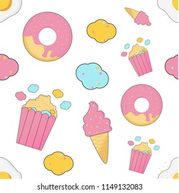 vector pattern foods donut ice cream popcorn egg