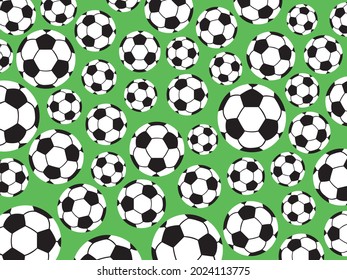 Vector pattern of footballs over green background. Team sports EPS10.