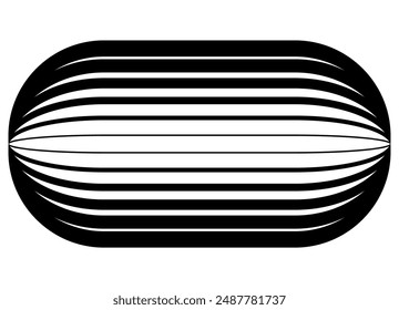 Vector pattern in the form of a black striped capsule on a white background. Design element. vector background. 