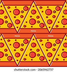 Vector pattern in the form of repeating slices of pizza in red and orange colors