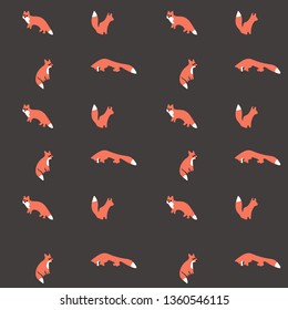 Vector pattern with foxes Modern style. Beautiful animal design elements.