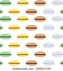 vector pattern French macaroon delicious juicy colored on a white isolated background