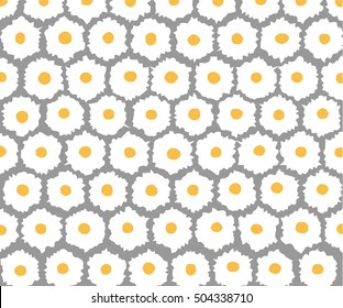 Vector pattern with fried scrambled eggs. Breakfast background. 

