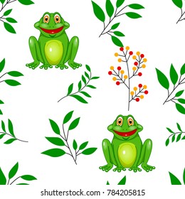 vector pattern of frog and leaf 
