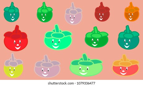 vector pattern fruit mangosteen color on pink background.