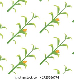 Vector pattern of fruitless seamless corn trees, vector wallpaper