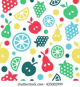Vector Pattern With Fruits, Seamless Background.